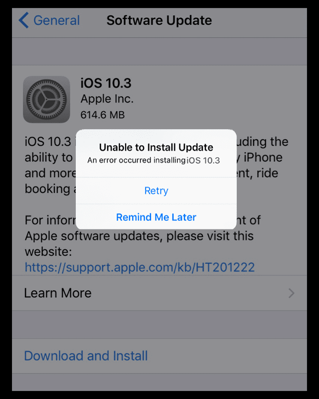 Mac os update fails to install
